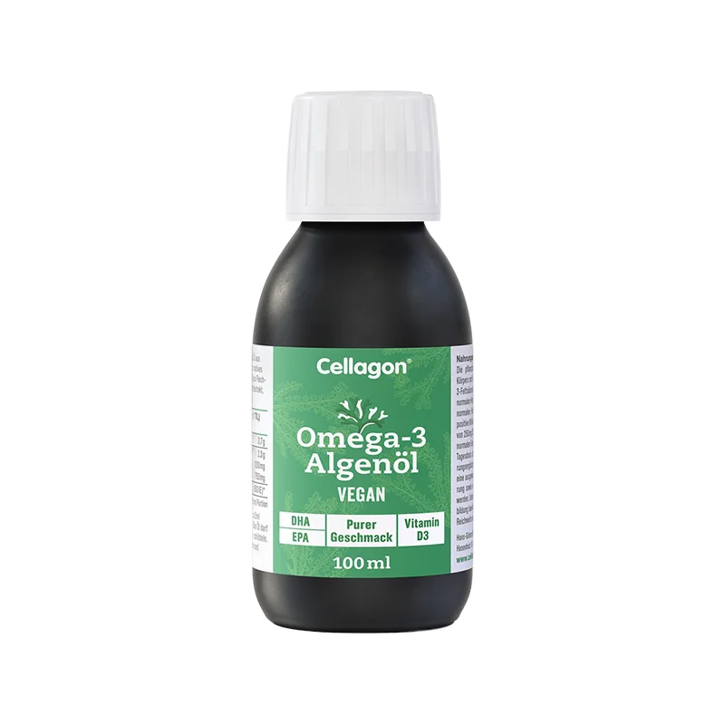 Cellagon Omega-3 Algenöl pur, 100-ml-Flasche mit weißem Schraubdeckel