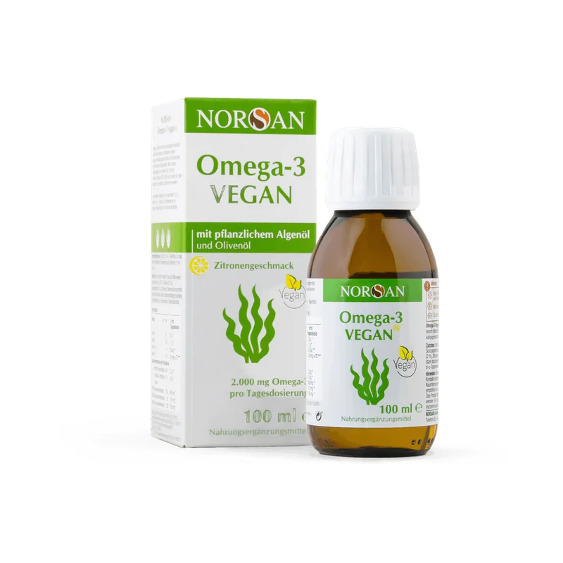 Norsan Omega-3 Vegan, 100-ml-Braunglasflasche mit Faltschachtel